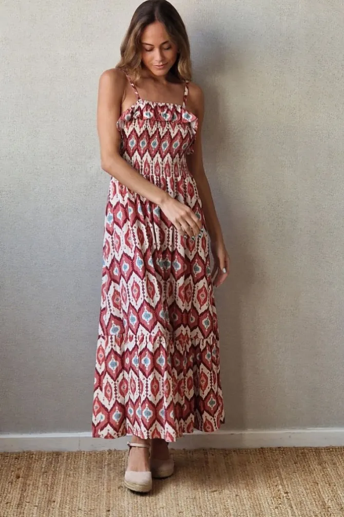 Vestido estampado de tirantes rosa