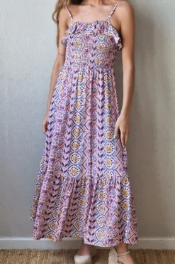 Vestido estampado de tirantes morado