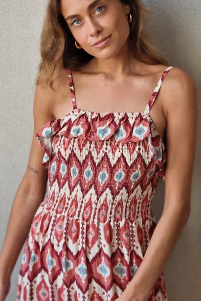 Vestido estampado de tirantes rosa