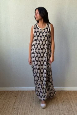 Vestido estampado indio negro