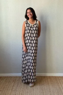 Vestido estampado indio negro