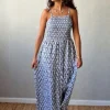 Vestido estampado Menorca de tirantes azul