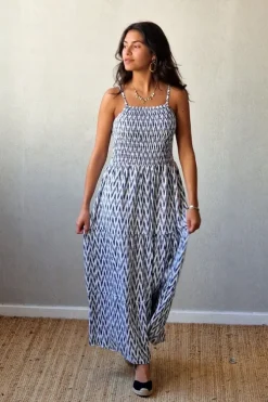 Vestido estampado Menorca de tirantes azul