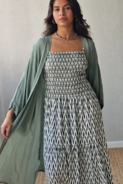 Vestido estampado Menorca de tirantes verde militar