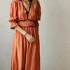 Vestido largo caldero de manga francesa
