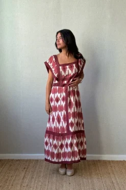 Vestido largo caldero y beige