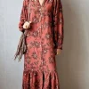 Vestido largo estampado de flores caldero