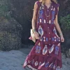 Vestido largo estampado étnico berenjena