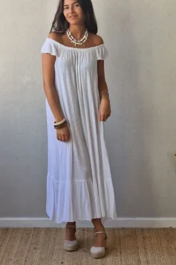 Vestido largo plumeti blanco