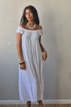 Vestido largo plumeti blanco