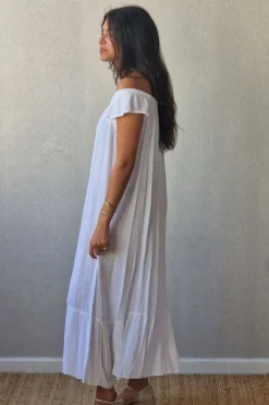 Vestido largo plumeti blanco