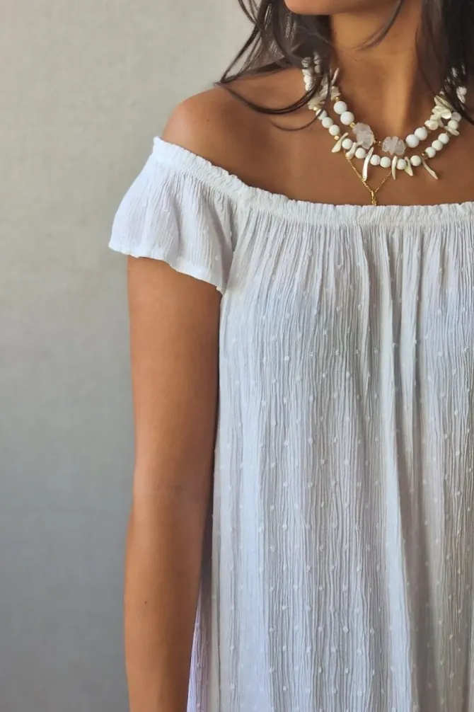 Vestido largo plumeti blanco
