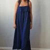Vestido largo volante marino