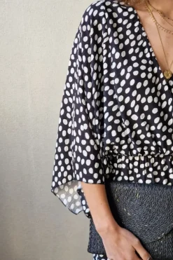 Vestido negro con lunares blancos
