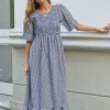 Vestido nido de abeja cuadro vichy negro