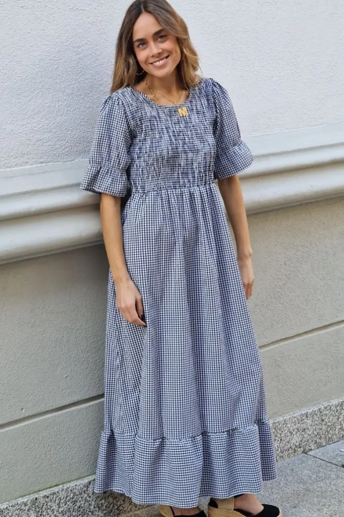 Vestido nido de abeja cuadro vichy negro