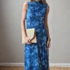 Vestido tul de flores azul
