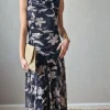 Vestido tul de flores negro
