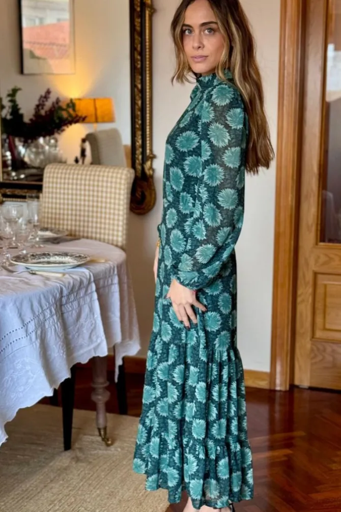 Vestido verde con hombreras